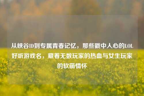 从峡谷ID到专属青春记忆,那些戳中人心的LOL好听游戏名,藏着无数玩家的热血与女生玩家的软萌情怀