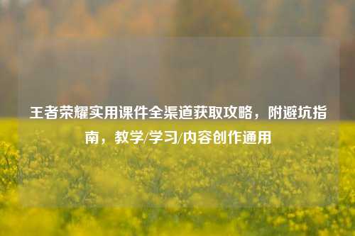 王者荣耀实用课件全渠道获取攻略,附避坑指南,教学/学习/内容创作通用