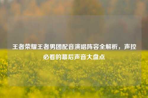 王者荣耀王者男团配音演唱阵容全解析,声控必看的幕后声音大盘点