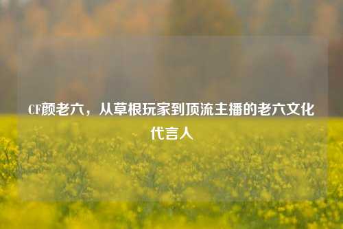 CF颜老六,从草根玩家到顶流主播的老六文化代言人
