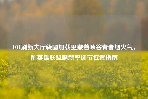 LOL刷新大厅转圈加载里藏着峡谷青春烟火气，附英雄联盟刷新率调节位置指南