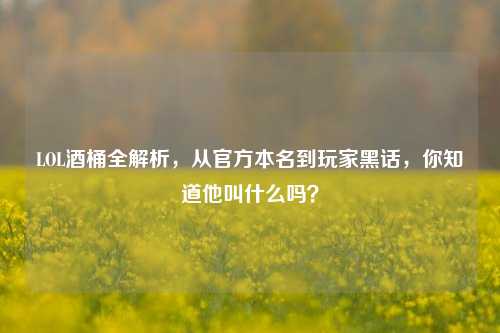 LOL酒桶全解析,从官方本名到玩家黑话,你知道他叫什么吗?