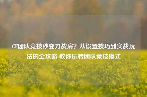 CF团队竞技秒变刀战房?从设置技巧到实战玩法的全攻略 教你玩转团队竞技模式