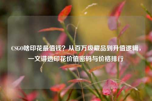 CSGO啥印花最值钱？从百万级藏品到升值逻辑，一文讲透印花价值密码与价格排行