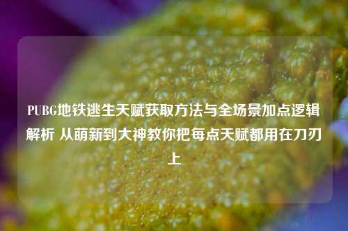 PUBG地铁逃生天赋获取方法与全场景加点逻辑解析 从萌新到大神教你把每点天赋都用在刀刃上