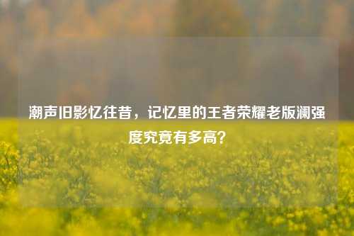 潮声旧影忆往昔,记忆里的王者荣耀老版澜强度究竟有多高?