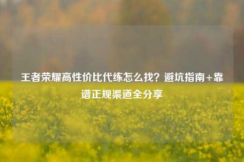 王者荣耀高性价比代练怎么找?避坑指南+靠谱正规渠道全分享