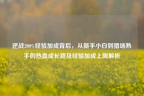 逆战200%经验加成背后,从新手小白到猎场熟手的热血成长路及经验加成上限解析