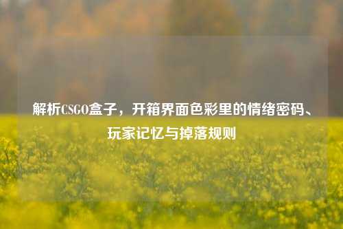 解析CSGO盒子,开箱界面色彩里的情绪密码、玩家记忆与掉落规则