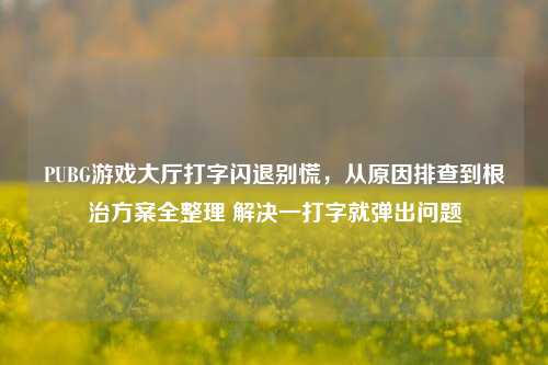 PUBG游戏大厅打字闪退别慌，从原因排查到根治方案全整理 解决一打字就弹出问题