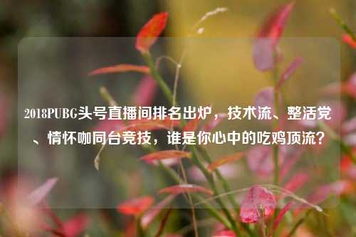 2018PUBG头号直播间排名出炉,技术流、整活党、情怀咖同台竞技,谁是你心中的吃鸡顶流?