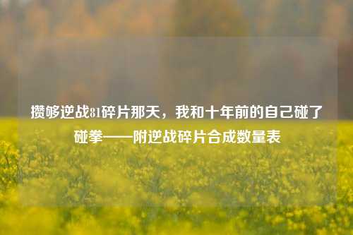攒够逆战81碎片那天,我和十年前的自己碰了碰拳——附逆战碎片合成数量表