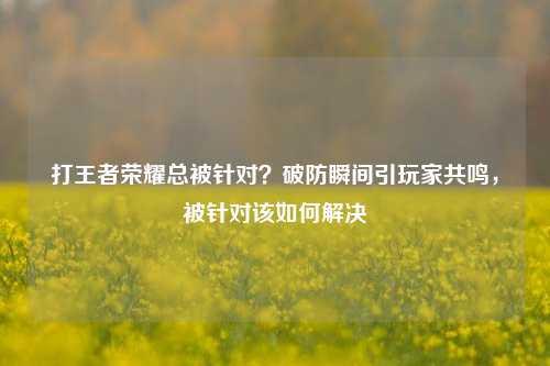 打王者荣耀总被针对?破防瞬间引玩家共鸣,被针对该如何解决