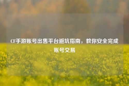 CF手游账号出售平台避坑指南，教你安全完成账号交易