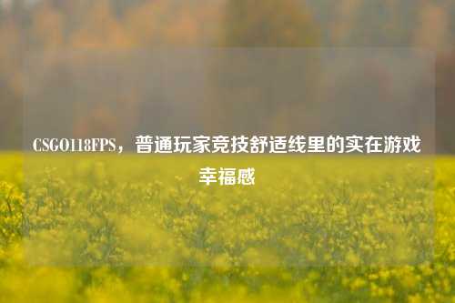 CSGO118FPS,普通玩家竞技舒适线里的实在游戏幸福感