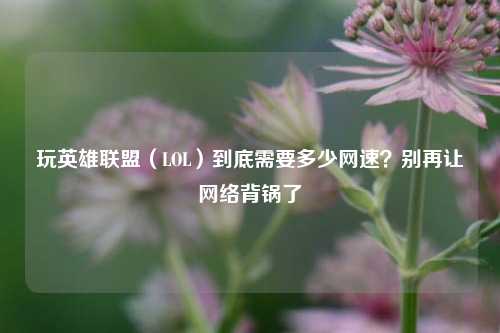 玩英雄联盟(LOL)到底需要多少网速?别再让网络背锅了