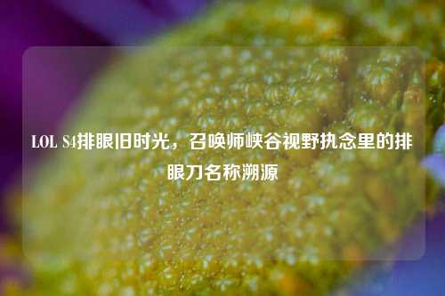LOL S4排眼旧时光，召唤师峡谷视野执念里的排眼刀名称溯源