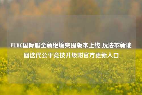 PUBG国际服全新绝境突围版本上线 玩法革新地图迭代公平竞技升级附官方更新入口