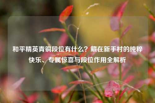 和平精英青铜段位有什么?藏在新手村的纯粹快乐、专属惊喜与段位作用全解析