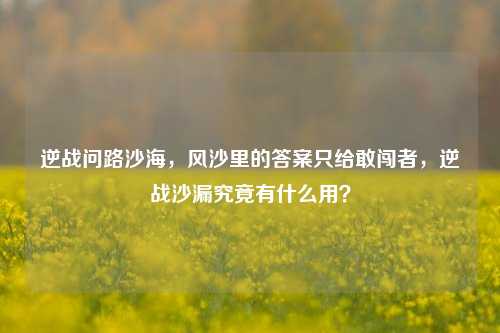 逆战问路沙海,风沙里的答案只给敢闯者,逆战沙漏究竟有什么用?