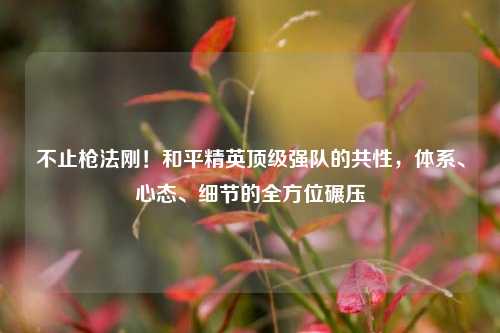 不止枪法刚!和平精英顶级强队的共性,体系、心态、细节的全方位碾压