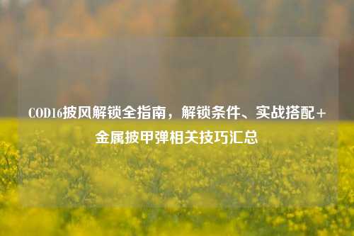 COD16披风解锁全指南，解锁条件、实战搭配+金属披甲弹相关技巧汇总