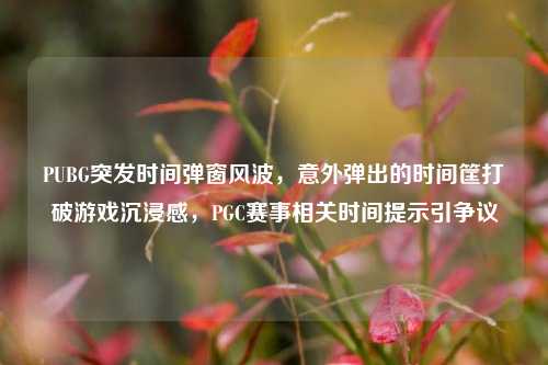 PUBG突发时间弹窗风波,意外弹出的时间筐打破游戏沉浸感,PGC赛事相关时间提示引争议