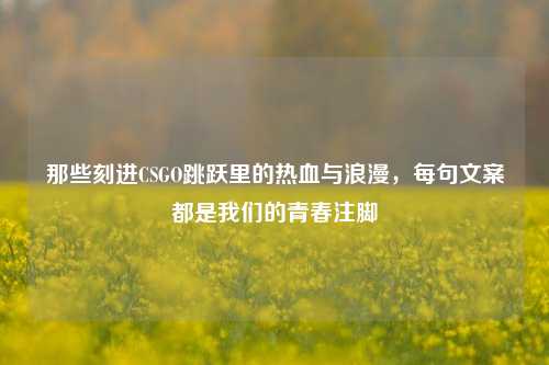 那些刻进CSGO跳跃里的热血与浪漫,每句文案都是我们的青春注脚