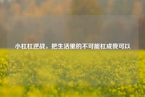 小杠杠逆战，把生活里的不可能杠成我可以