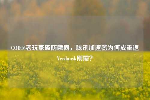 COD16老玩家破防瞬间,腾讯加速器为何成重返Verdansk刚需?
