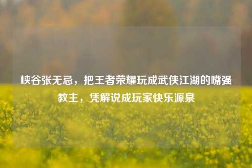 峡谷张无忌,把王者荣耀玩成武侠江湖的嘴强教主,凭解说成玩家快乐源泉