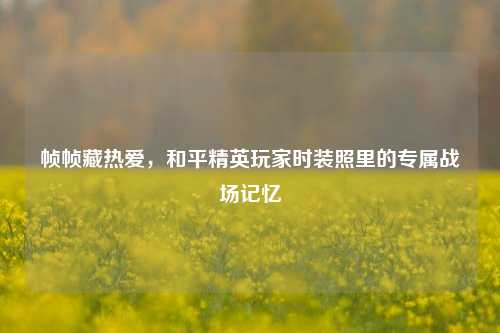 帧帧藏热爱,和平精英玩家时装照里的专属战场记忆