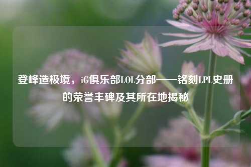登峰造极境,iG俱乐部LOL分部——铭刻LPL史册的荣誉丰碑及其所在地揭秘