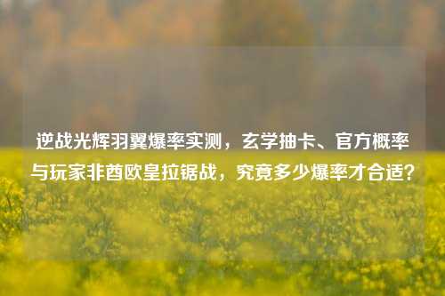 逆战光辉羽翼爆率实测,玄学抽卡、官方概率与玩家非酋欧皇拉锯战,究竟多少爆率才合适?