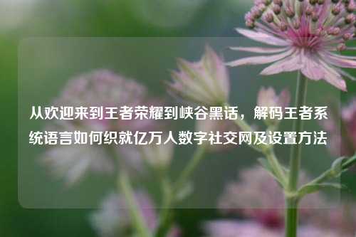 从欢迎来到王者荣耀到峡谷黑话,解码王者系统语言如何织就亿万人数字社交网及设置方法