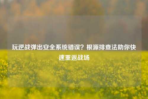 玩逆战弹出安全系统错误?根源排查法助你快速重返战场