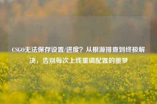 CSGO无法保存设置/进度?从根源排查到终极解决,告别每次上线重调配置的噩梦