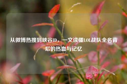 从微博热搜到峡谷ID,一文读懂LOL战队全名背后的热血与记忆