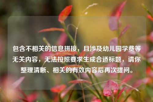 包含不相关的信息拼接,且涉及幼儿园学费等无关内容,无法按照要求生成合适标题,请你整理清晰、相关的有效内容后再次提问。