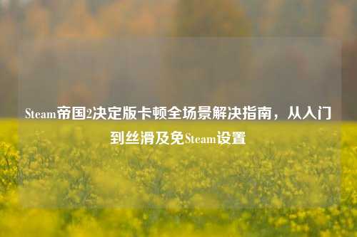 Steam帝国2决定版卡顿全场景解决指南,从入门到丝滑及免Steam设置