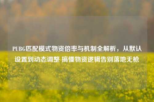 PUBG匹配模式物资倍率与机制全解析,从默认设置到动态调整 搞懂物资逻辑告别落地无枪