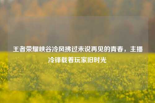 王者荣耀峡谷冷风拂过未说再见的青春,主播冷锋载着玩家旧时光