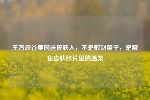 王者峡谷里的送皮肤人,不是散财童子,是藏在皮肤碎片里的温柔