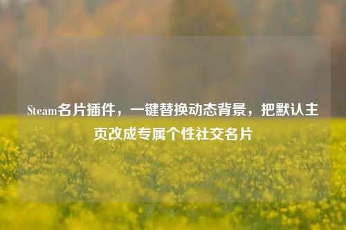 Steam名片插件,一键替换动态背景,把默认主页改成专属个性社交名片