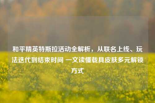 和平精英特斯拉活动全解析,从联名上线、玩法迭代到结束时间 一文读懂载具皮肤多元解锁方式