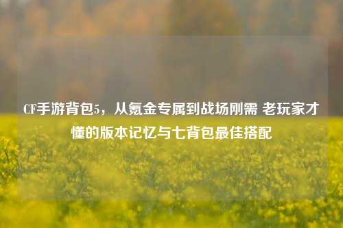 CF手游背包5,从氪金专属到战场刚需 老玩家才懂的版本记忆与七背包最佳搭配