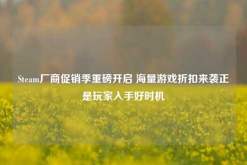 Steam厂商促销季重磅开启 海量游戏折扣来袭正是玩家入手好时机