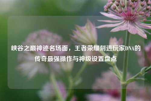 峡谷之巅神迹名场面,王者荣耀刻进玩家DNA的传奇最强操作与神级设置盘点