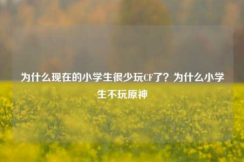 为什么现在的小学生很少玩CF了?为什么小学生不玩原神