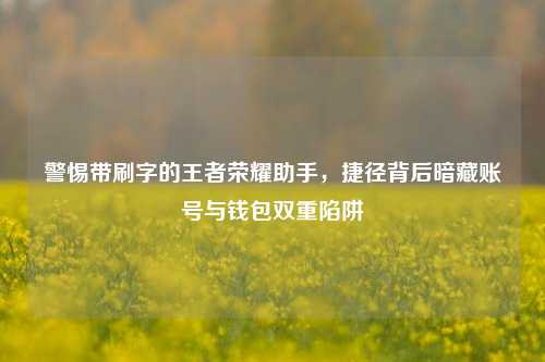 警惕带刷字的王者荣耀助手，捷径背后暗藏账号与钱包双重陷阱